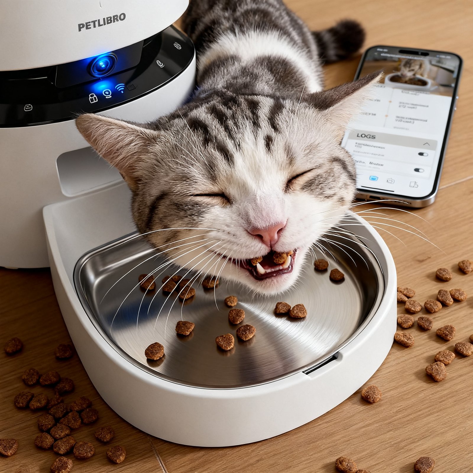 smart cat feeder in action