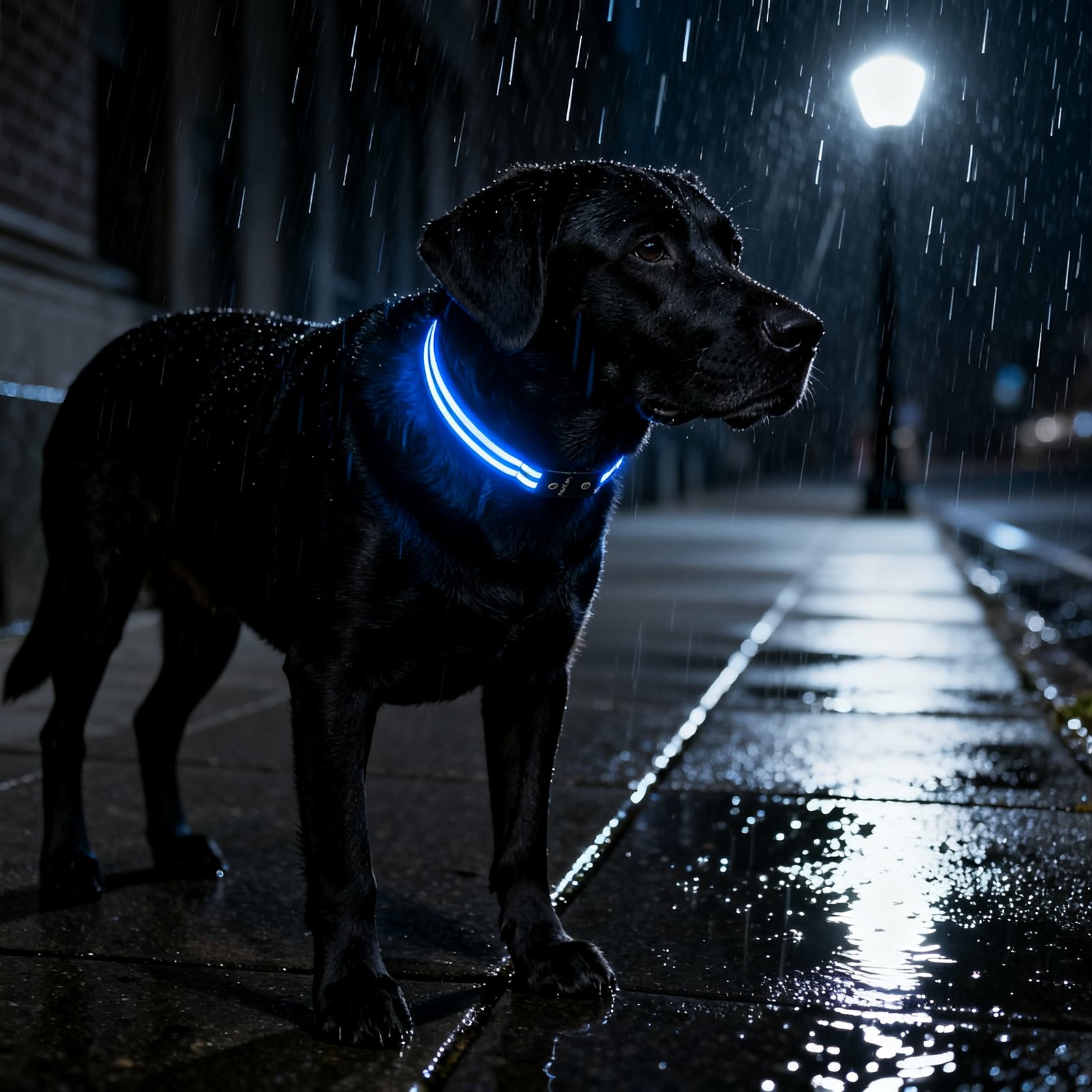 LED Dog Collar in action