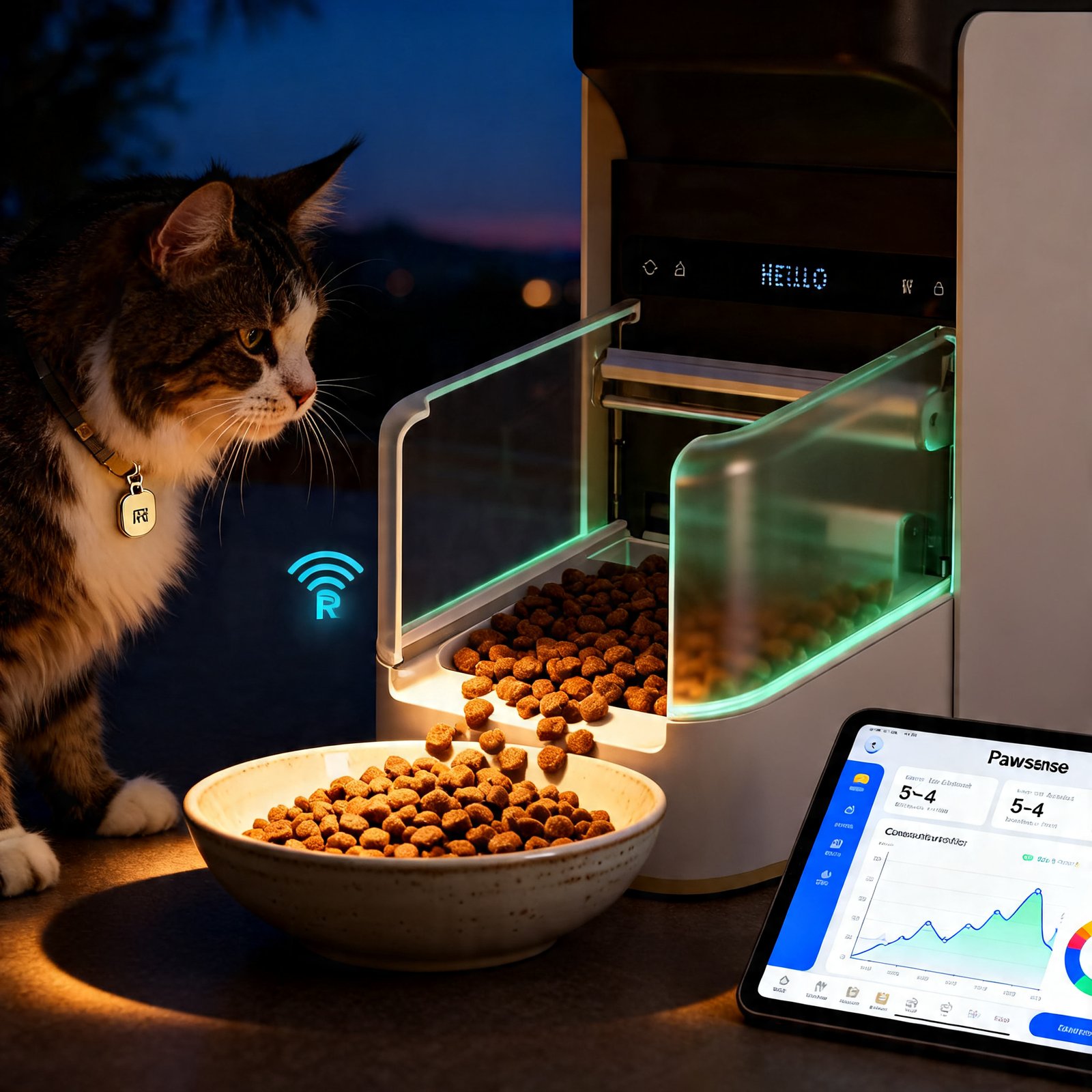 RFID cat feeder in action
